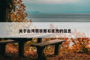 关于台湾翡翠原石皮壳的信息