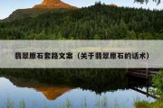 翡翠原石套路文案（关于翡翠原石的话术）